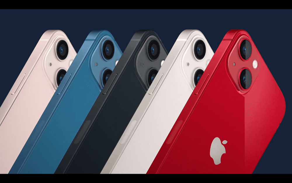  
Các màu được ra mắt của iPhone 13, không có nhiều khác biệt so với phiên bản cũ. (Ảnh: Chụp màn hình)