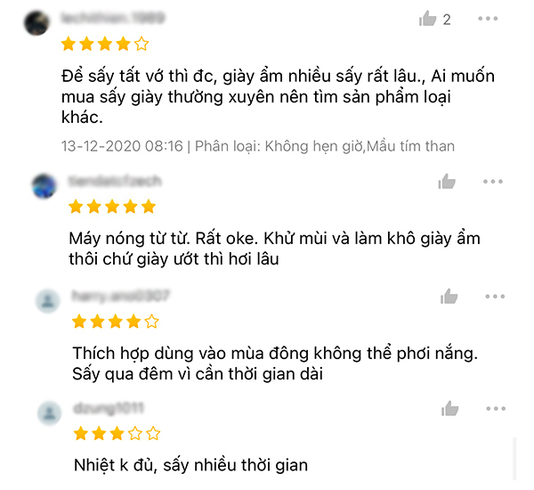 Sản phẩm sấy hơi lâu, phù hợp với giày ướt nhẹ.
Sản phẩm sấy hơi lâu, phù hợp với giày ướt nhẹ.