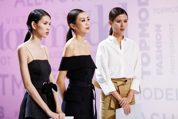  
(Từ trái sang) Thùy Dương, Kikki Lê, Cao Thiên Trang trong vòng nhận kết quả của  Vietnam’s Next Top Model 2017. (Ảnh: FBNV)