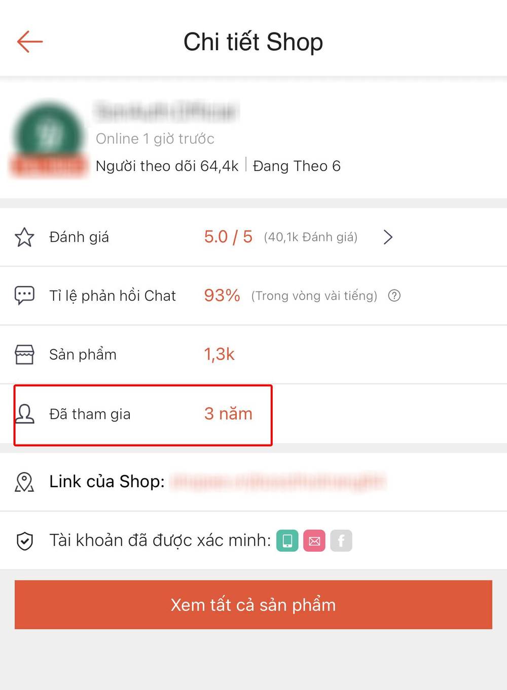  
Thời gian tham gia Shopee chính xác của shop.