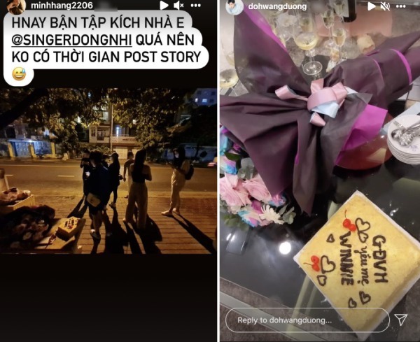  
Hội bạn tập kích, mang hoa và bánh tới nhà Đông Nhi. (Ảnh: Chụp màn hình) - Tin sao Viet - Tin tuc sao Viet - Scandal sao Viet - Tin tuc cua Sao - Tin cua Sao