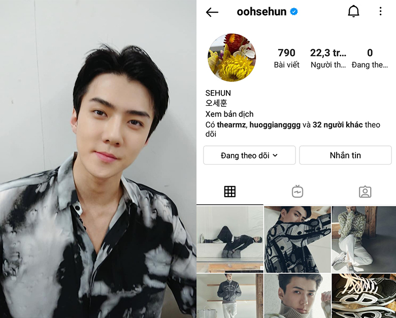  
Sehun là một trong những thành viên siêng năng hoạt động Instagram nhất EXO. (Ảnh: Chụp màn hình)
