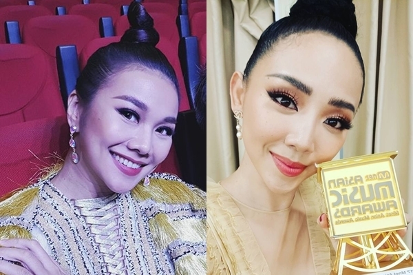    Từ kiểu tóc đến make, thần thái của cả hai đều giống y hệt nhau. (Ảnh: FBNV)