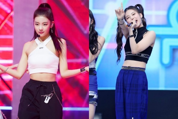 Hai cô chị Yeji và Lia cùng nhóm cũng thường xuyên diện mốt quần này lên sân khấu. (Ảnh: Naver)