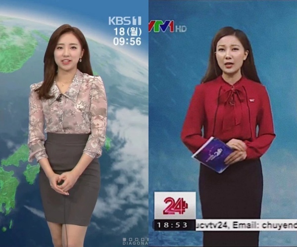  
BTV thời tiết ở Hàn Quốc và Việt Nam đều có những nguyên tắc riêng về trang phục lên sóng. (Ảnh: Chụp màn hình)
