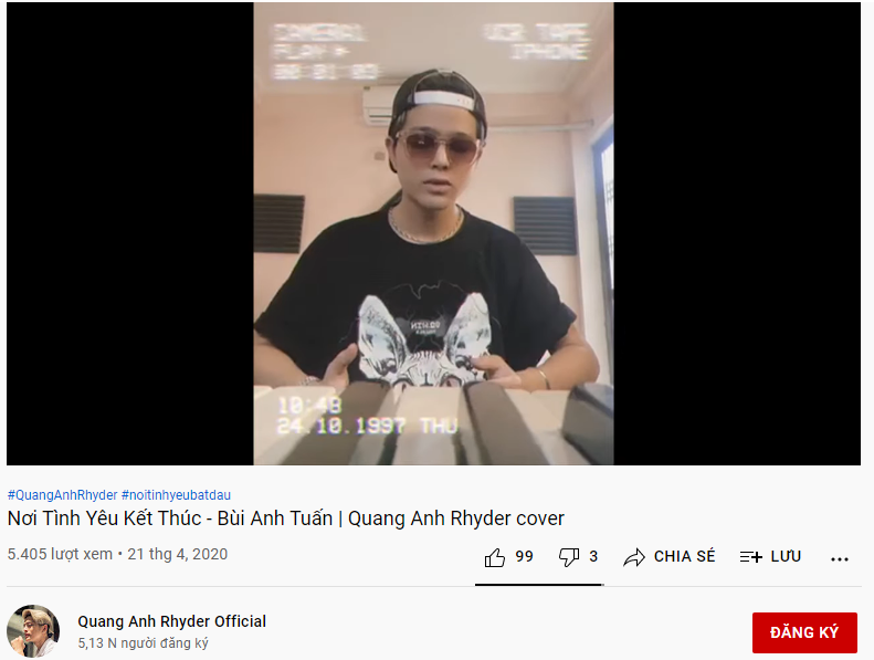  
Quang Anh thường cover các bài hát trên kênh của mình. (Ảnh: Chụp màn hình)