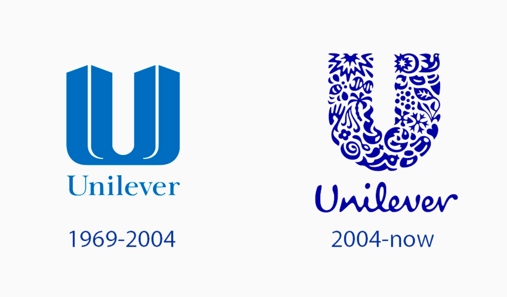  
Biểu tượng của Unilever được "lột xác" vào năm 2004. (Ảnh: Internet)