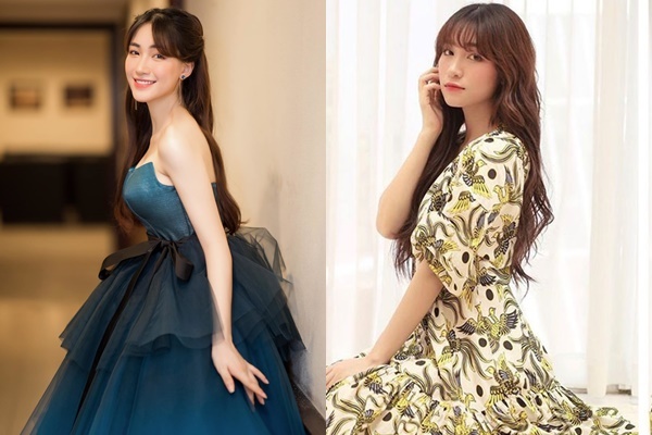  
Hòa Minzy cũng khiến fan khó lòng nhận ra bụng bầu khi diện váy xòe bồng bềnh hay họa tiết nổi bật. (Ảnh: FBNV)