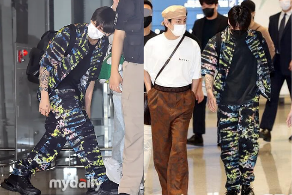  
Outfit khiến Jungkook nổi bật giữa sân bay. (Ảnh: my daliy)