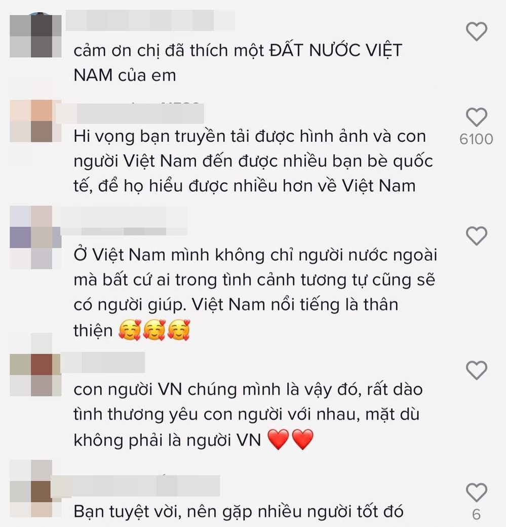  
Dân tình vui mừng vì cô gái có ấn tượng tốt về Việt Nam. (Ảnh: Chụp màn hình)