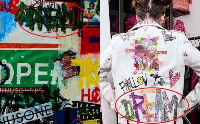  
Họa tiết mà nam idol thường vẽ xuất hiện trên áo cựu thành viên 2NE1. (Ảnh: T.H)