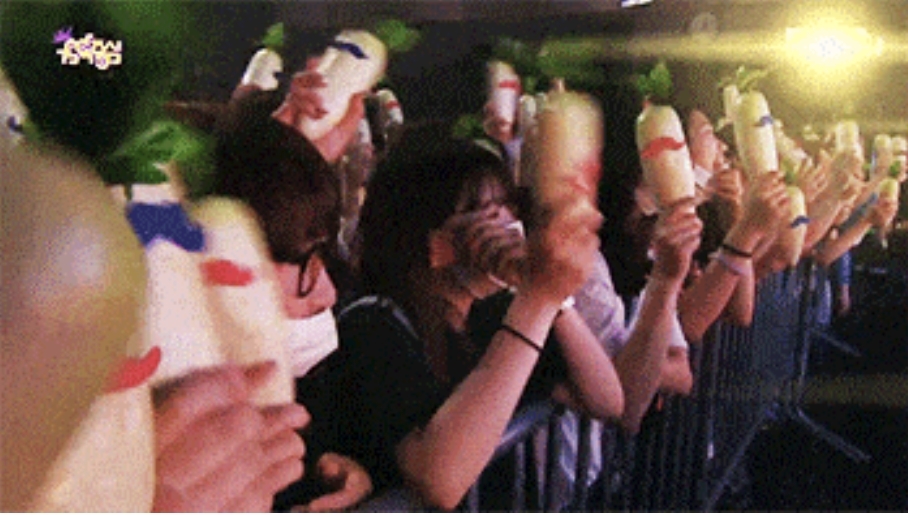  
Fandom của MAMAMOO mang những chiếc củ cải đến concert cổ vũ. (Ảnh: Twitter)