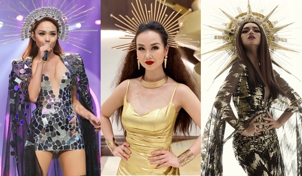  
Dàn mỹ nhân đình đám showbiz Việt khoe nhan sắc rạng rỡ tựa nữ thần khi theo đuổi cùng một hình tượng. (Ảnh: Ngoisao.net + FB Võ Hạ Trâm + FB Hương Giang)