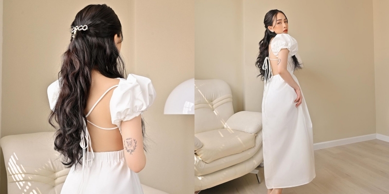  
Con gái đại gia Minh Nhựa chọn góc chụp từ phía sau để không lộ bụng bầu. (Ảnh: Instagram joyce.pham1106)