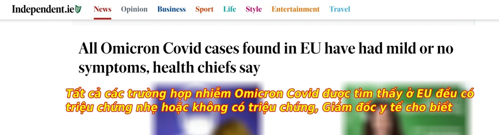  
Một tờ báo của Anh đăng tải thông tin về các ca mắc Omicron được phát hiện tại EU. (Ảnh: Chụp màn hình)