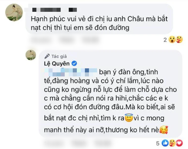  
Lệ Quyên nhắc về Lâm Bảo Châu một cách thoải mái trên mạng xã hội. (Ảnh: Chụp màn hình Facebook Lệ Quyên)