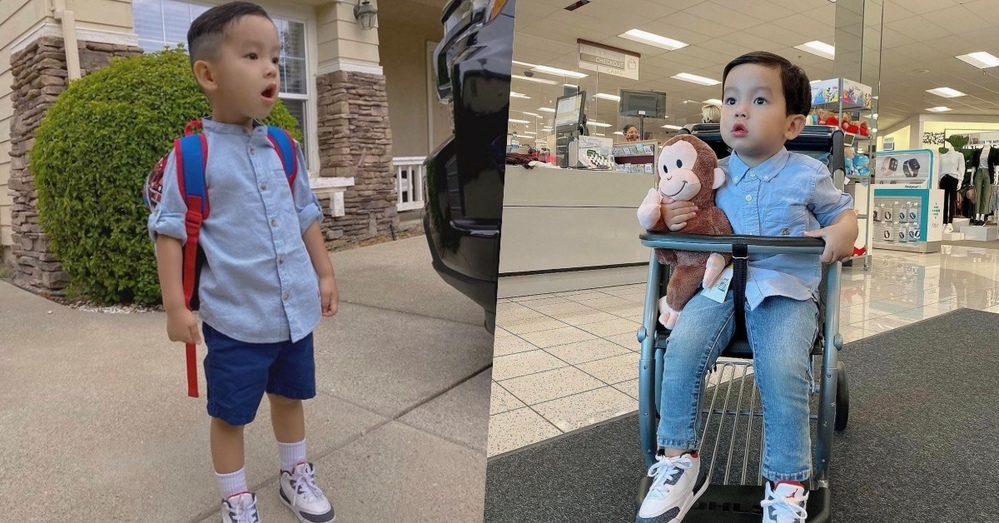  
Outfit toát ra "mùi rich kid" của con trai Phạm Hương, cậu nhóc thường được mẹ cho mặc các mẫu áo sơ mi ra dáng doanh nhân từ bé. (Ảnh: Instagram maximusm1223)