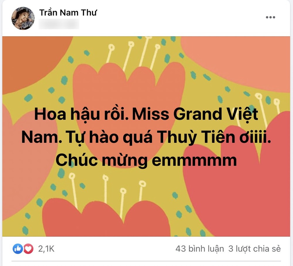  
Nam Thư cũng gửi lời chúc mừng đến cô em gái. (Ảnh: Chụp màn hình) - Tin sao Viet - Tin tuc sao Viet - Scandal sao Viet - Tin tuc cua Sao - Tin cua Sao