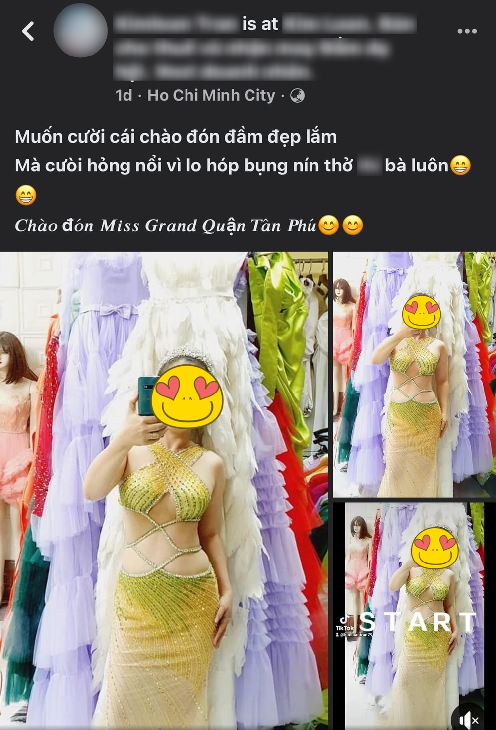  
Người hâm mộ tỏ ra thích thú và tự nhận mình là Miss Grand Quận Tân Phú. (Ảnh: Facebook THẾ GIỚI HOA HẬU)