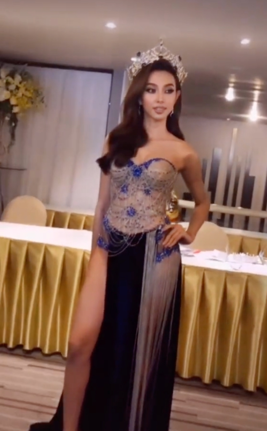  
Thùy Tiên xuất hiện trong sự kiện tại Thái Lan. (Ảnh: Instagram missgrandinternational)