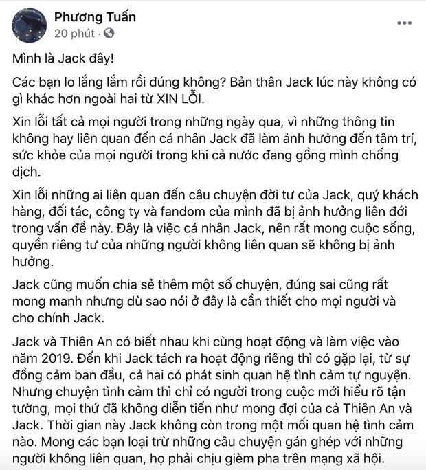  
Tâm thư của Jack thời điểm đời tư bị bóc mẽ. (Ảnh: Chụp màn hình FB Phương Tuấn) - Tin sao Viet - Tin tuc sao Viet - Scandal sao Viet - Tin tuc cua Sao - Tin cua Sao
