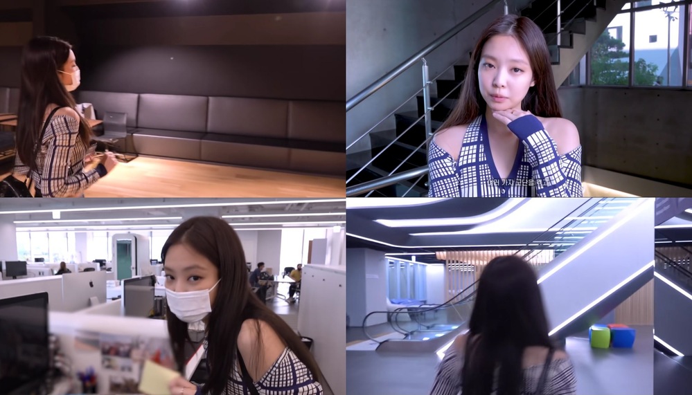  
Nhiều góc ở tòa nhà YG Entertainment xuất hiện trên vlog mới của Jennie. (Chụp màn hình Kênh YouTube Jennierubyjane Official)