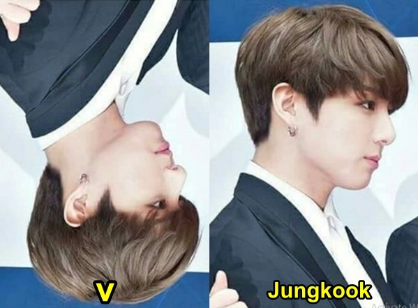  
Góc nghiêng của Jungkook khi đảo ngược lại giống hệt V. (Ảnh: Pinterest)