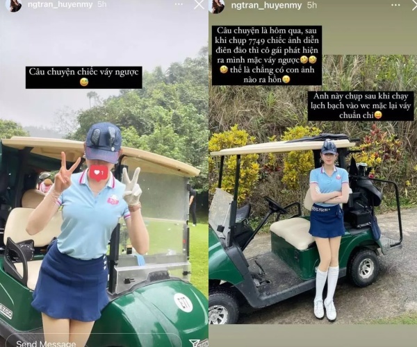  
Tương tự H'Hen Niê, Á hậu Huyền My cũng bị phát hiện mặc ngược chân váy trong một lần đi đánh golf. (Ảnh: IG ngtran_huyenmy)