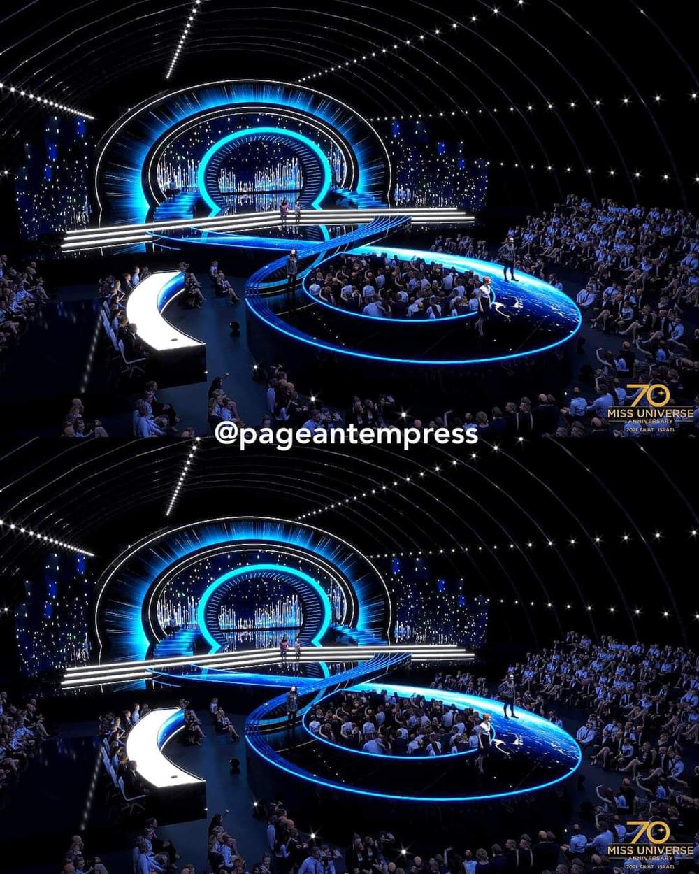  
Toàn cảnh sân khấu của Miss Universe 2021. (Ảnh: Facebook Pageantempress)