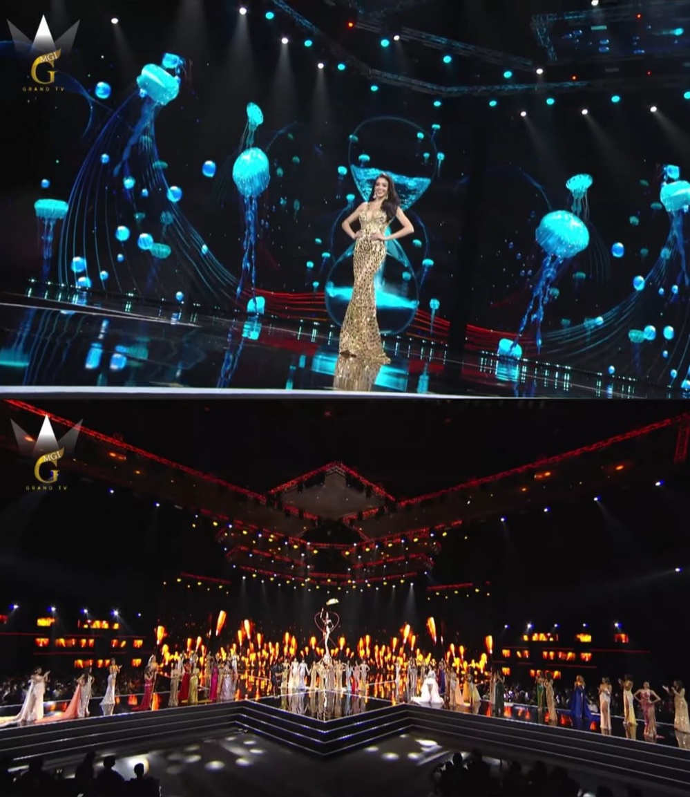  
Sân khấu diễn dạ hội vô cùng lộng lẫy của Miss Grand International. (Ảnh: Chụp màn hình YouTube GrandTV)