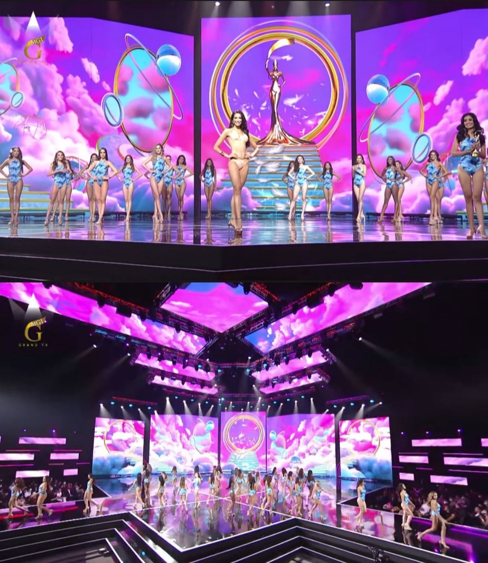  
Hiệu ứng sân khấu trong từng vòng thi của Miss Grand đều được đánh giá cao, đẹp đến từng chi tiết. (Ảnh: Chụp màn hình YouTube GrandTV)