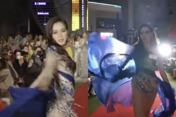  
Đỗ Thị Hà tung váy cực điệu nghệ khi trình diễn catwalk ở phần thi Top Model. (Ảnh: Instagram doha.hhvn)