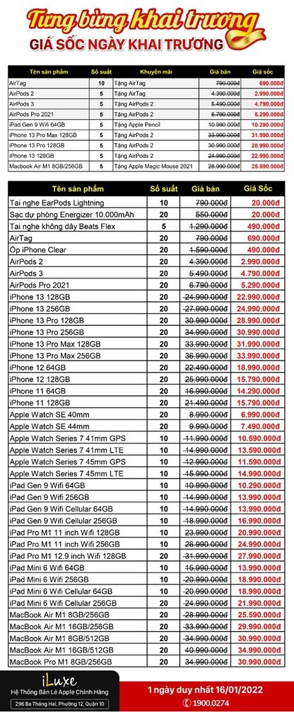  
iLuxe tung danh sách những sản phẩm giảm giá lên đến 6.000.000đ