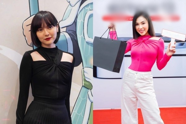 
Quỳnh Thư và Hải Tú bất ngờ gây sốt mạng xã hội khi diện trùng mẫu váy. (Ảnh: FB Hải Tú + FB Nguyễn Bảo Quỳnh Thư)