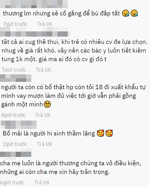  
Cư dân mạng nhận định bố mẹ luôn là người yêu thương, lo lắng cho mỗi chúng ta. (Ảnh: Chụp màn hình TikTok X.U)