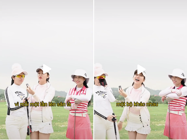  
Nữ golfer Phạm Huyền rất chịu chi cho trang phục, vì mỗi lần lên sân là một bộ và không đụng hàng (Ảnh chụp màn hình TikTok Nguyệt Golf)