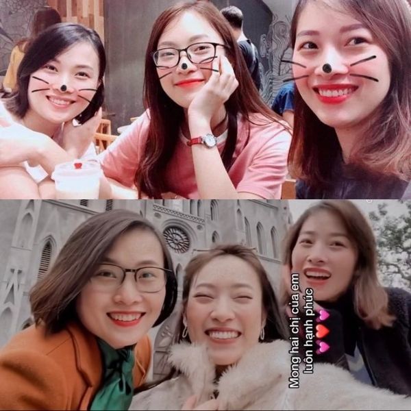  
Khánh Vy và hai chị gái thường xuyên có những khoảnh khắc ngọt ngào (Ảnh chụp màn hình TikTok Khánh Vy)