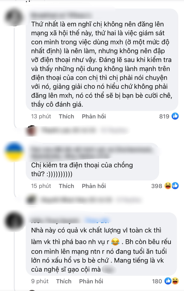  
Bình luận của cư dân mạng, cho rằng Hồng Nhung không nên cư xử như vậy. (Ảnh: FB Nguyễn Hồng Nhung)