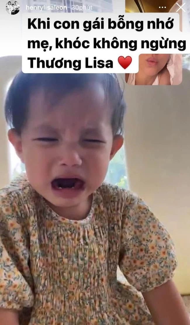  Tiểu công chúa khóc nghẹn vì nhớ mẹ. (Ảnh: Instagram henrylisaleon)