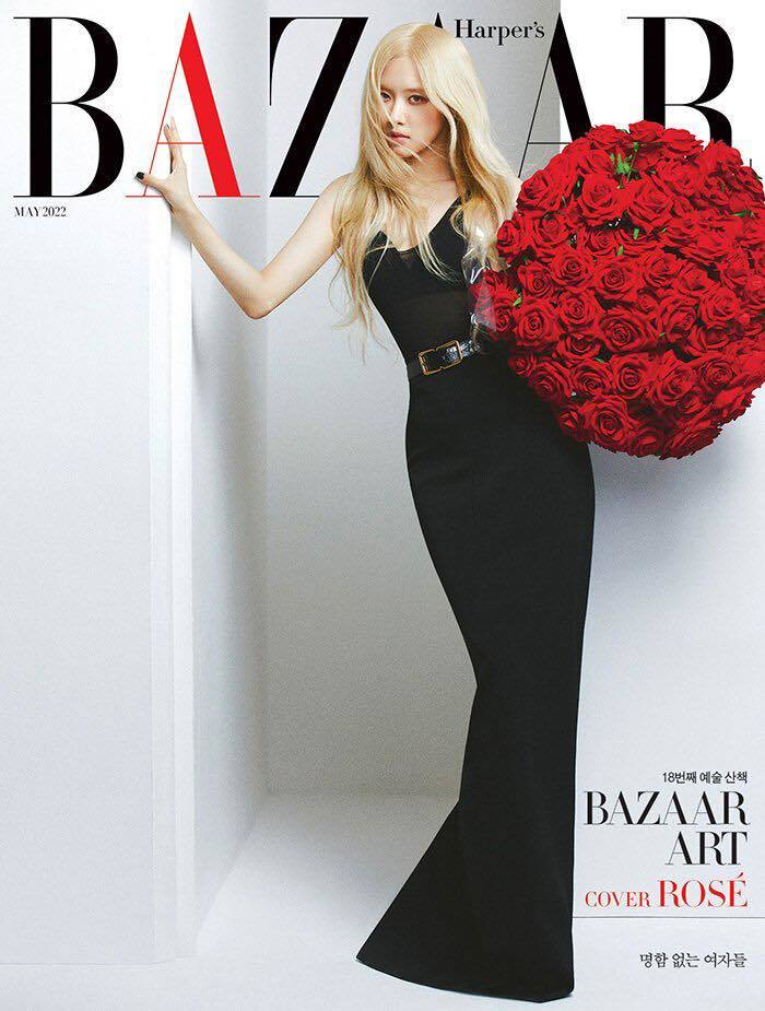  Rosé được Saint Laurent đẩy bìa tạp chí vào số tháng 5/2022. (Ảnh: Harper's Bazaar)