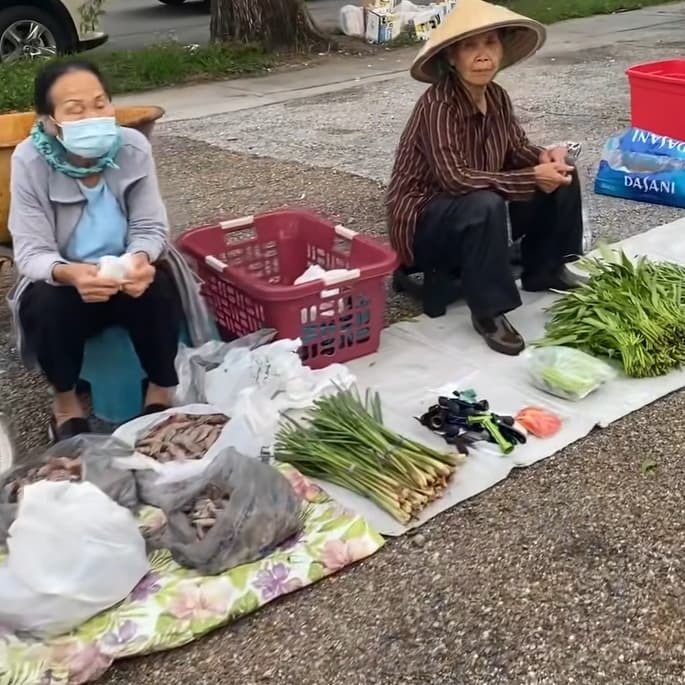 Chợ quê đậm chất Việt ở Mỹ: Rau củ bày lề đường, người mua ngồi xổm lựa đồ, cảnh tưởng khiến nhiều người bất ngờ  - ảnh 4