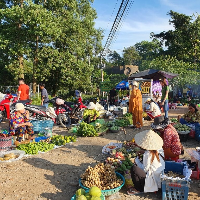 
Khu chợ cóc, chợ tạm quen thuộc ở Việt Nam. (Ảnh: Đài Phát Thanh Truyền Hình An Giang)