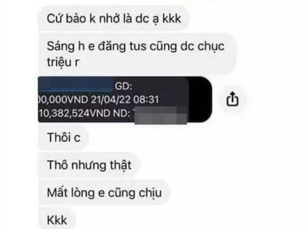  
D. cho hay đã thu về gần 10 triệu từ việc đòi tiền mừng thế này. (Ảnh: ngoisao.vn).