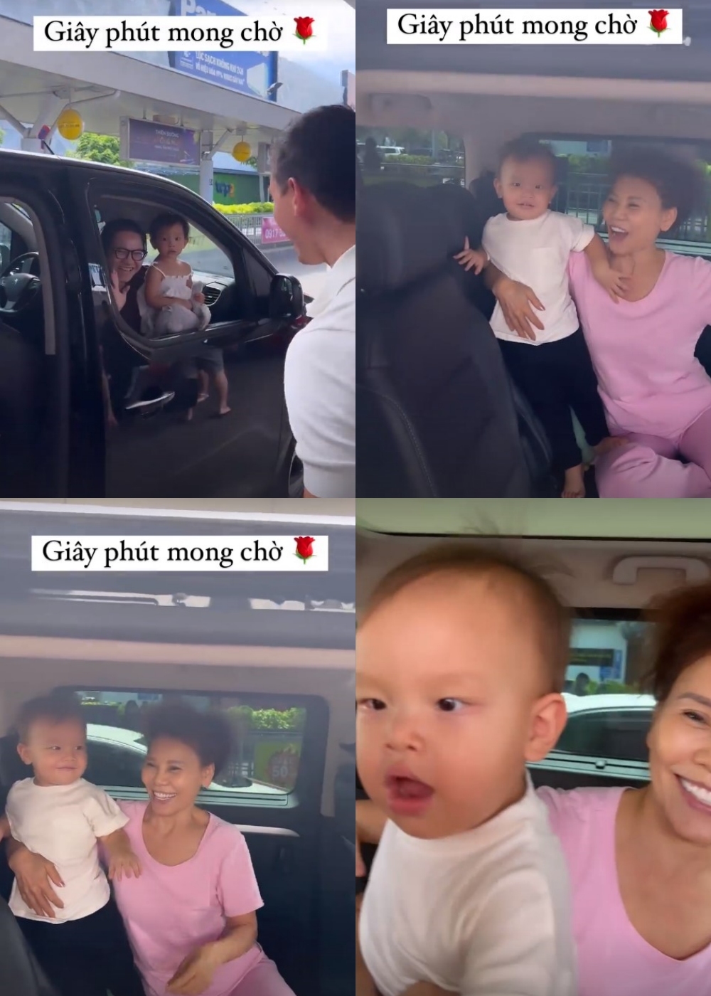 Lisa và Leon mừng rỡ đón ba mẹ vi vu trời Âu trở về. (Ảnh: Chụp màn hình Instagram @hongocha)