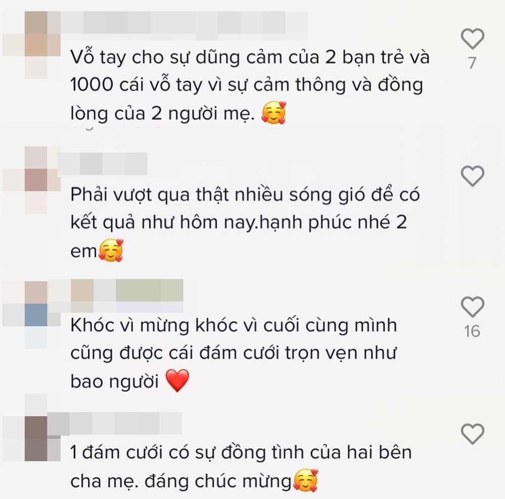  
Cư dân mạng chúc mừng cho hạnh phúc của đôi bạn. (Ảnh: Chụp màn hình TikTok Cưới Hỏi Miền Tây)