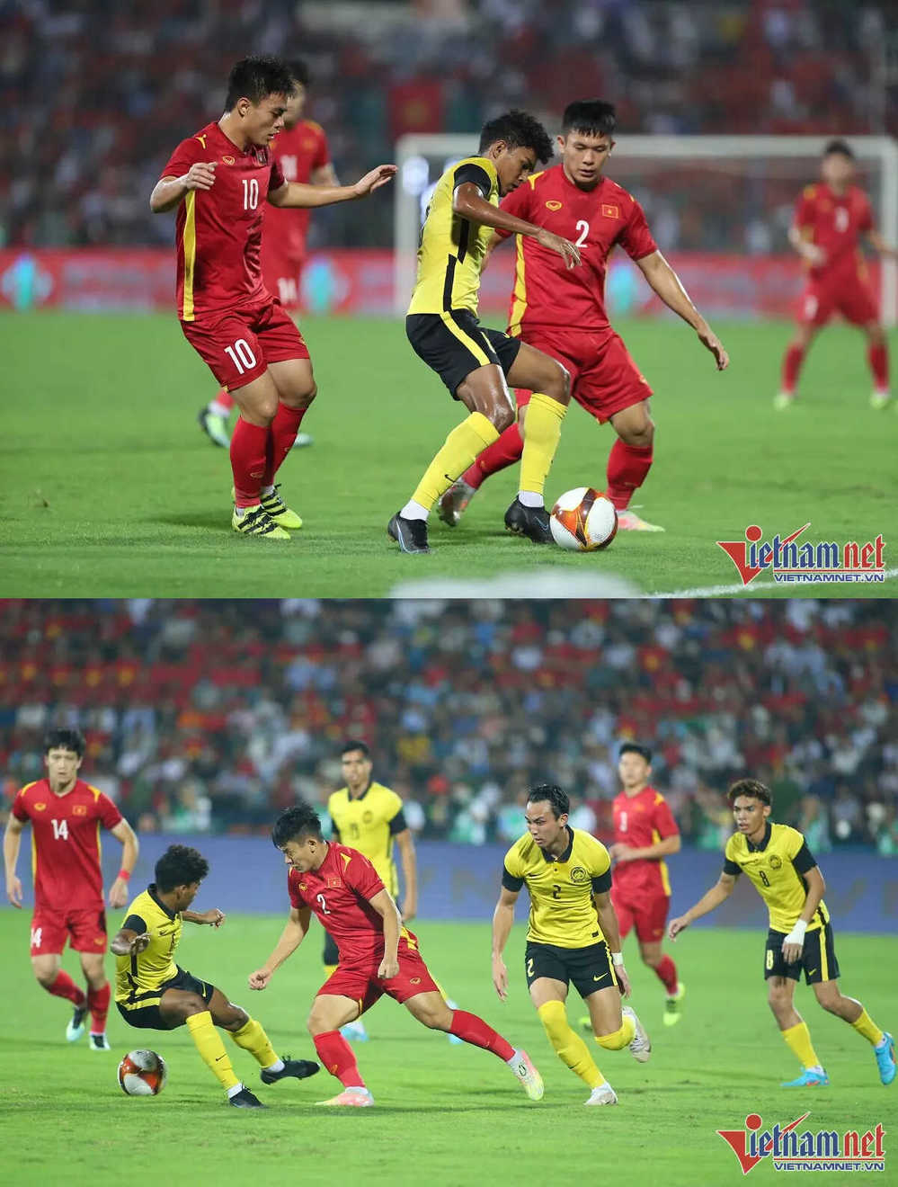  
Các cầu thủ Việt Nam chơi với lối tấn công mong tìm được bàn thắng. (Ảnh: Vietnamnet)