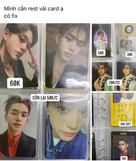  Card của Lucas bị fan bán lại với giá cực kỳ rẻ. (Ảnh: Pinterest)