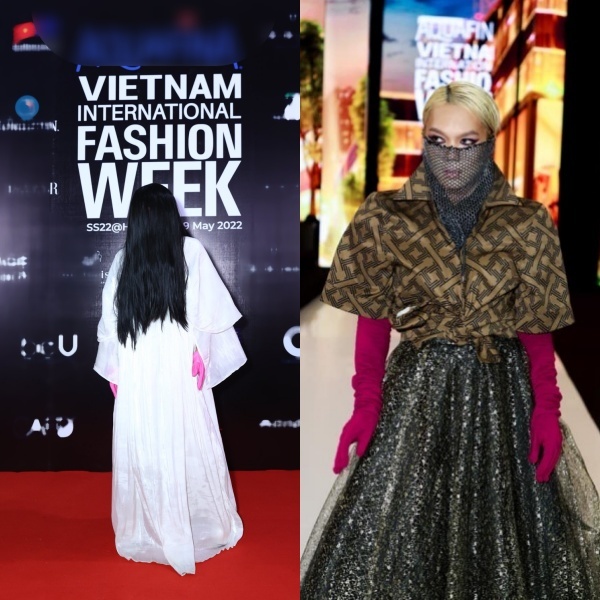  
Phạm Thoại gần đây gây chú ý khi diện những bộ cánh lạ tại thảm đỏ Vietnam International Fashion Festival 2020. (Ảnh: BTC)