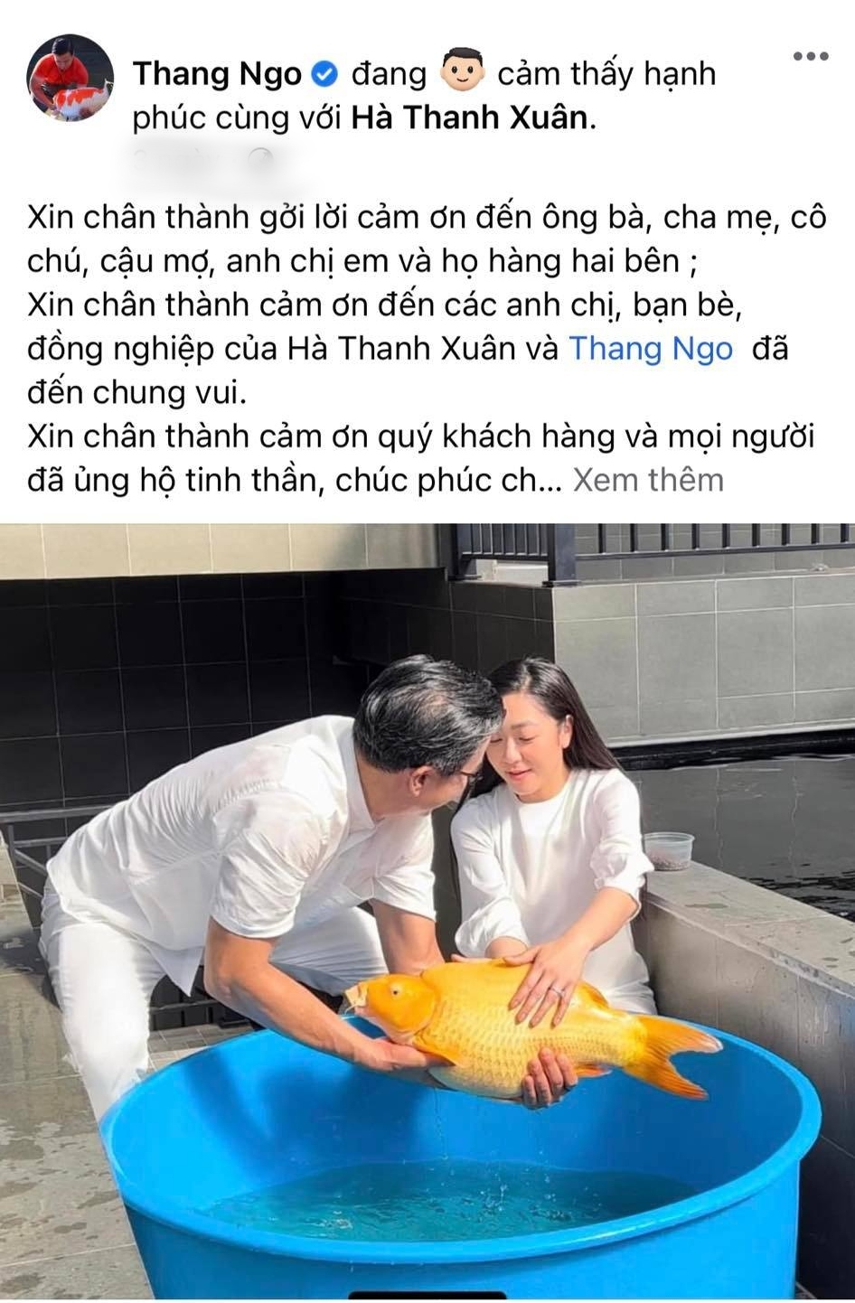  Doanh nhân Thắng Ngô từng chia sẻ nhiều bài viết tình cảm đến vợ. (Ảnh: Chụp màn hình FB Thang Ngo) - Tin sao Viet - Tin tuc sao Viet - Scandal sao Viet - Tin tuc cua Sao - Tin cua Sao
