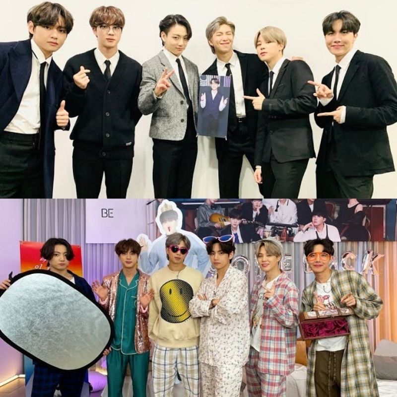 Nhóm chuẩn bị hình ảnh để tượng trưng cho sự hiện diện của Suga. (Ảnh: Twitter @BTS_twt Pinterest)